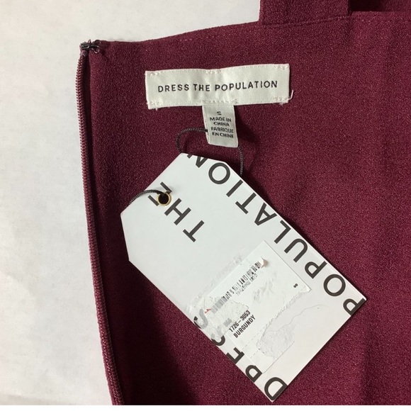NWT Dress the Population Nicole dress in burgundy size small - Picture 4 of 7